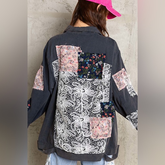 POL Jackets & Blazers - Pol Boho Patches Oversized Denim Jacket